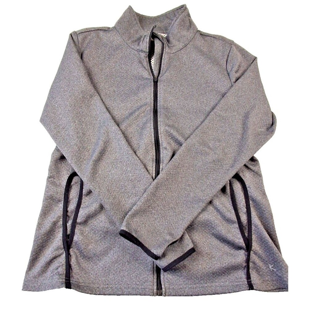 Danskin Now Medium size sweater gray zip up mesh lining Polyester athletic top